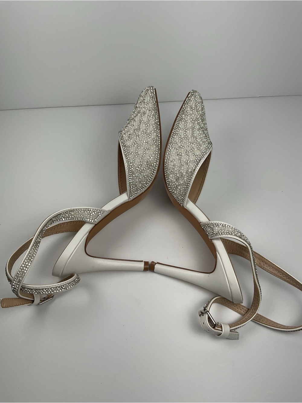 Top Moda Comfort Pearl & Rhinestone Slingback Heels Size 8 - Picture 7 of 12